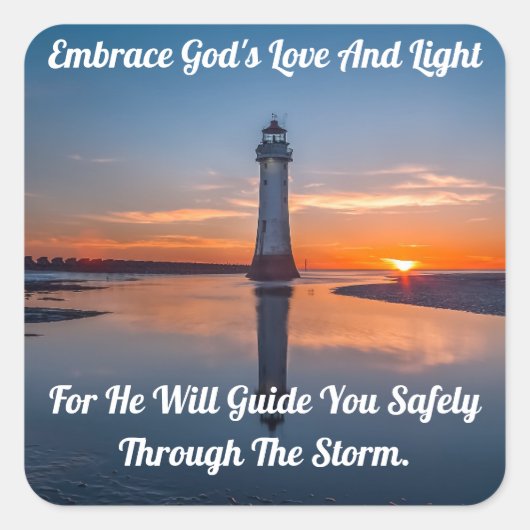 Embrace God Lighthouse Quadratischer Aufkleber (Vorderseite)