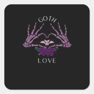 Embrace Goth Skeleton Heart Quadratischer Aufkleber