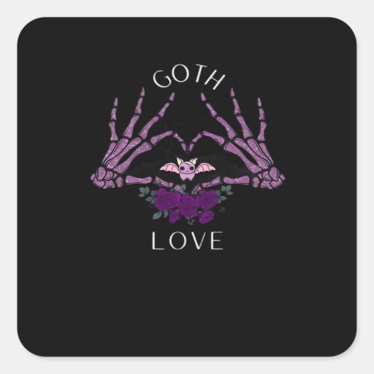 Embrace Goth Skeleton Heart Quadratischer Aufkleber (Vorderseite)
