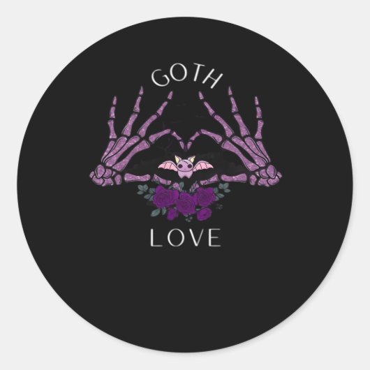 Embrace Goth Skeleton Heart Runder Aufkleber (Vorderseite)
