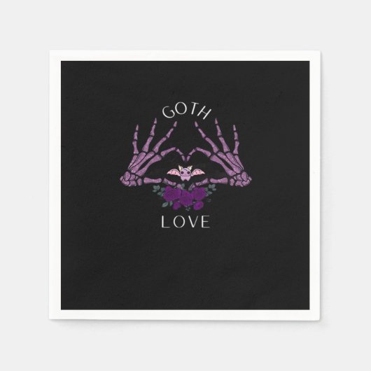Embrace Goth Skeleton Heart Serviette (Vorderseite)