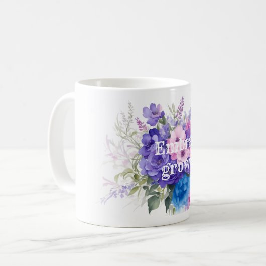 Embrace Growth romantic Wildblume Kaffeetasse (Vorderseite Links)