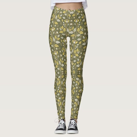 Embrace Nature with Elegant Floral Patterns Leggings (Vorderseite)