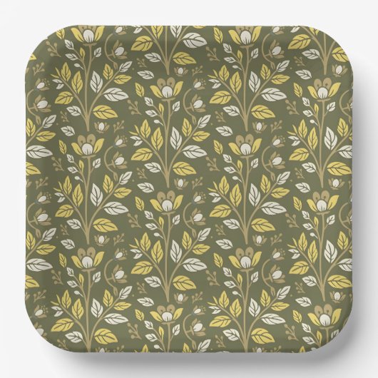 Embrace Nature with Elegant Floral Patterns Pappteller (Vorderseite)