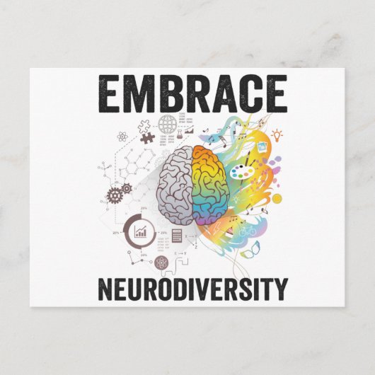 Embrace Neurodiversity Adhd Awareness Giftneurodiv Postkarte (Vorderseite)