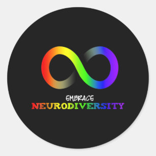 Embrace Neurodiversity Autism ASD ADHD Rainbow Runder Aufkleber