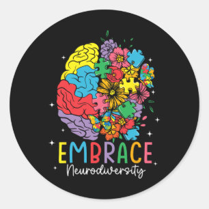 Embrace Neurodiversity Autismus Bewusstsein Asse M Runder Aufkleber