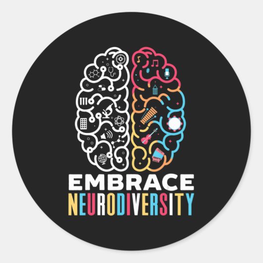 Embrace Neurodiversity-Design für eine Autismus-Aw Runder Aufkleber (Vorderseite)