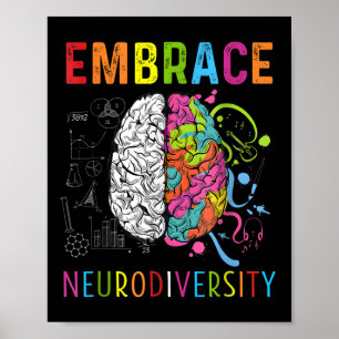 Embrace Neurodiversity-Gehirn Embrace Adhd Autismu Poster