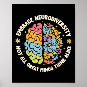 Embrace Neurodiversity Hirn Autismus Bewusstsein u Poster