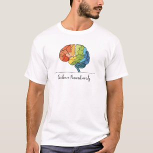 Embrace Neurodiversity Line Art Rainbow Brain T-Shirt