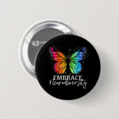 Embrace Neurodiversity Rainbow Butterfly Autismus  Button (Vorne & Hinten)