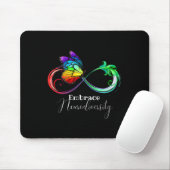Embrace Neurodiversity Rainbow Infinity Butterfly Mousepad (Mit Mouse)