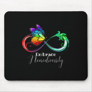 Embrace Neurodiversity Rainbow Infinity Butterfly Mousepad