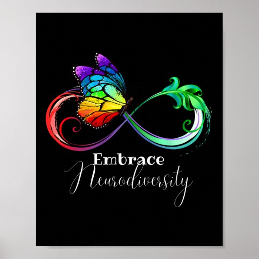 Embrace Neurodiversity Rainbow Infinity Butterfly Poster (Vorne)