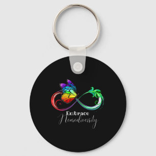 Embrace Neurodiversity Rainbow Infinity Butterfly Schlüsselanhänger