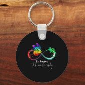Embrace Neurodiversity Rainbow Infinity Butterfly Schlüsselanhänger (Vorderseite)