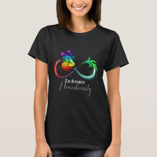 Embrace Neurodiversity Rainbow Infinity Butterfly T-Shirt