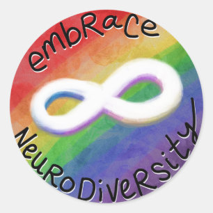 Embrace Neurodiversity (Schwarzer Text) Runder Aufkleber