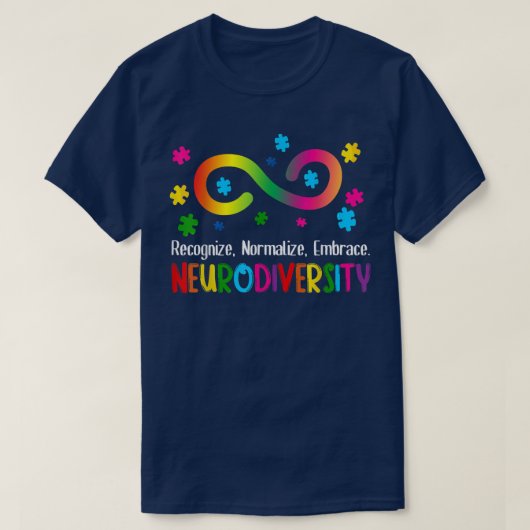 Embrace Neuroversity Spektrum ASD ADHD Rainbow i T-Shirt (Design vorne)