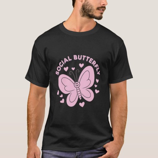 Embrace Social Butterfly Vibes Trendy Retro T-Shirt (Vorderseite)