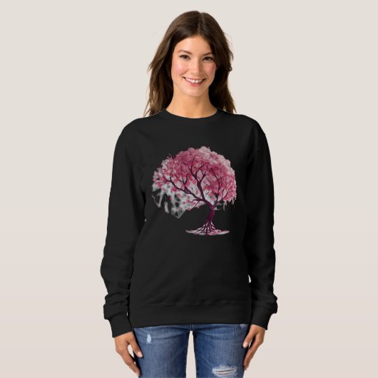 Embrace Spring with a Unique Cherry Blossom Geomet Sweatshirt (Vorne ganz)