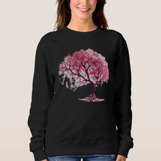Embrace Spring with a Unique Cherry Blossom Geomet Sweatshirt (Vorderseite)