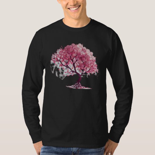 Embrace Spring with a Unique Cherry Blossom Geomet T-Shirt (Vorderseite)