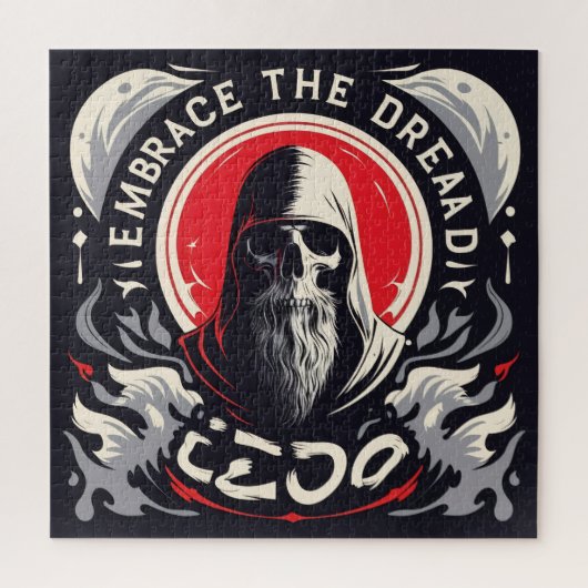 Embrace the Dread: Grimmige Sensenmann Art Puzzle (Vertikal)