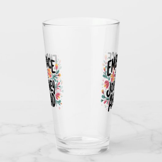 Embrace the Journey Ahead Boho Floral Typografie Glas (Rechts)