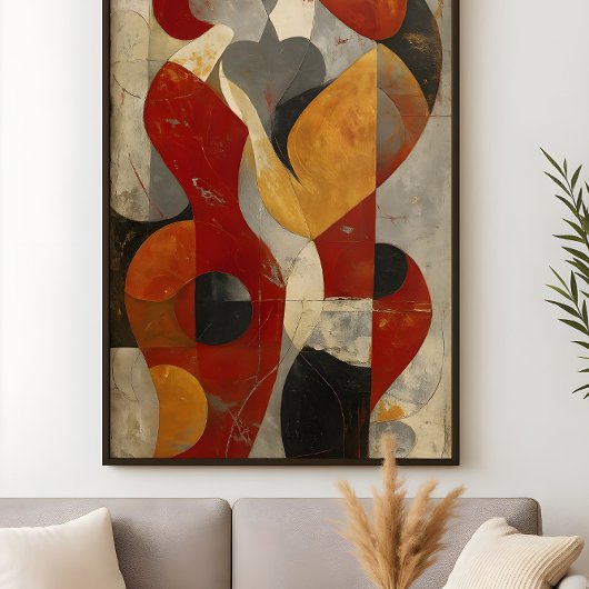 Embrace Them – Modern Silhouette Lovers Art in Red Poster