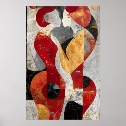 Embrace Them – Modern Silhouette Lovers Art in Red Poster (Vorne)