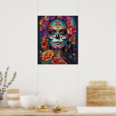 Embrace Tradition: Frau im Zuckerschädel Poster (Küche)