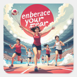 Embrace Your Fee - kawaii Motivierend Runner Quadratischer Aufkleber