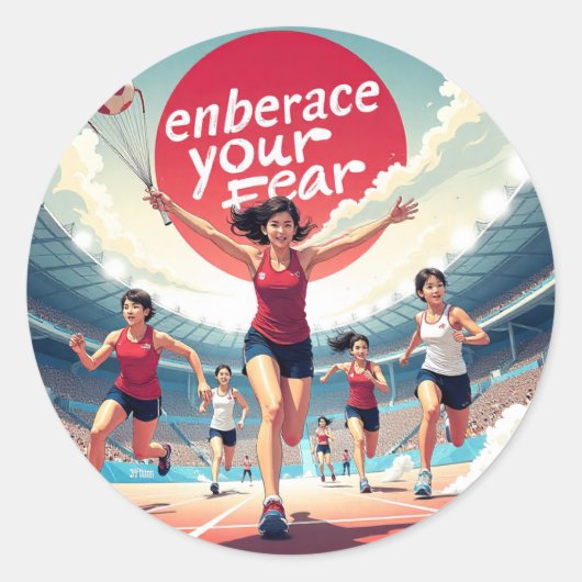 Embrace Your Fee - kawaii Motivierend Runner Runder Aufkleber (Vorderseite)