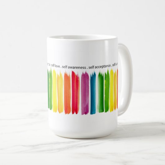 'Embrace Yourself' Rainbow-Tasse Kaffeetasse (VorderseiteRechts)