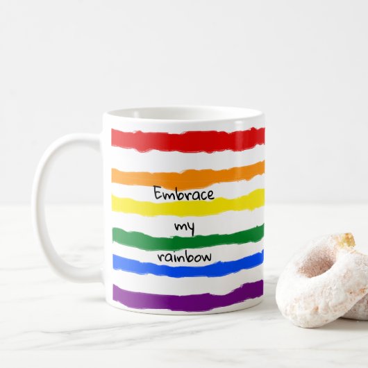 Embraphieren des benutzerdefinierten Regenbogentex Kaffeetasse (Mit Donut)