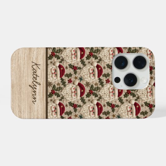 Embroidered 3D Santa Phone Case | Personalized iPhone Hülle (Rückseite (Horizontal))