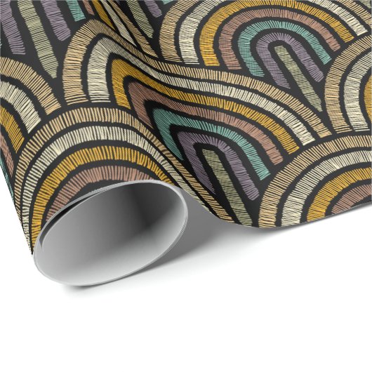 Embroidered Art Deco Pattern Wrapping Paper Geschenkpapier (Rolleneckpunkt)