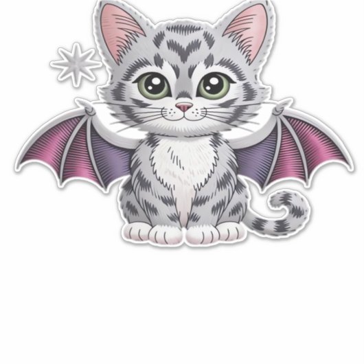 embroidered cat bat Classic T-Shirt Aufkleber (Vorderseite)
