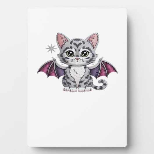 embroidered cat bat Classic T-Shirt Fotoplatte (Vorderseite)