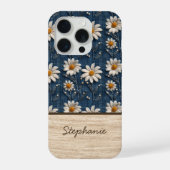 Embroidered Daisy Denim Phone Case with Name iPhone Hülle (Rückseite)