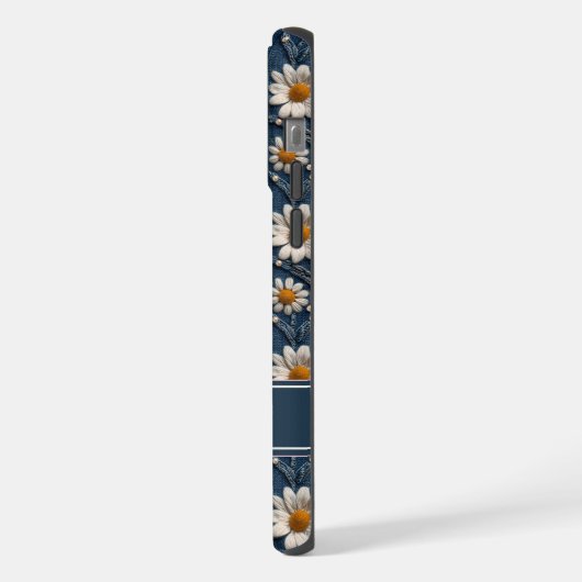 Embroidered Daisy Denim Phone Case with Name iPhone Hülle (Linke Seite)