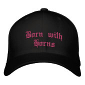 Embroidered Hat- Born with Horns Bestickte Baseballkappe (Vorderseite)