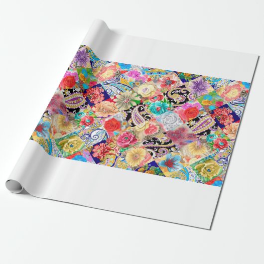 Embroidery seamless pattern with beautiful flowers geschenkpapier (Ungerollt)