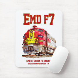 EMD F7 Santa Fe Warbonnet Diesel Locomotive. Mousepad