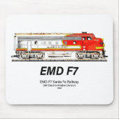 EMD F7 Santa Fe Warbonnet Diesel Locomotive. Mousepad (Vorne)