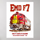 EMD F7 Santa Fe Warbonnet Diesel Locomotive. Poster (Vorne)