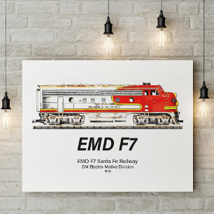 EMD F7 Santa Fe Warbonnet-Diesellokomotive. Poster