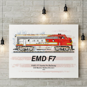 EMD F7 Santa Fe Warbonnet mit amerikanischer Flagg Fotodruck